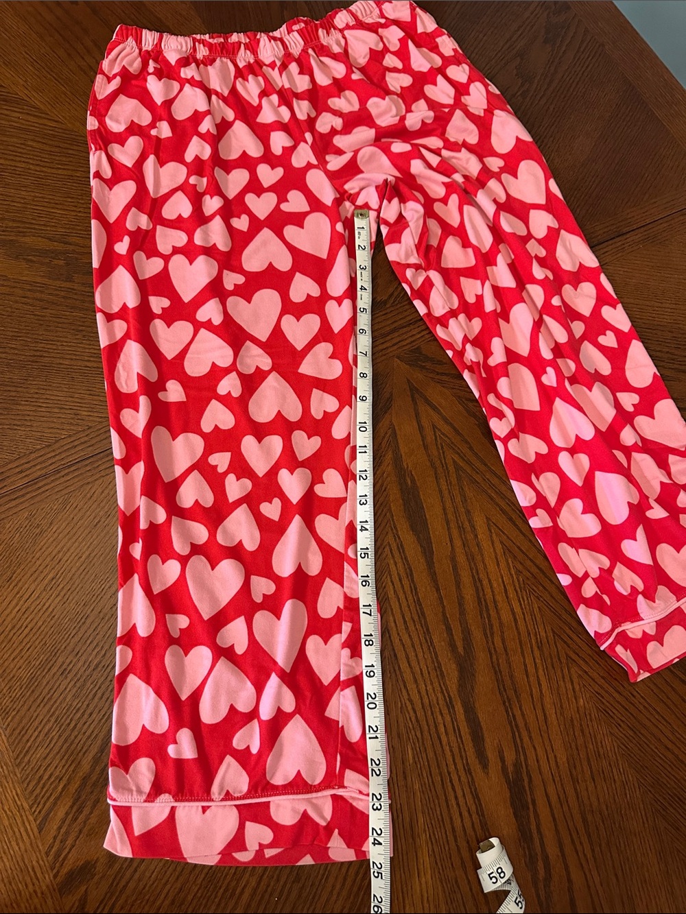 Women’s Red and Pink Heart Print Pajama Set - Cropped - Picture 10 of 10